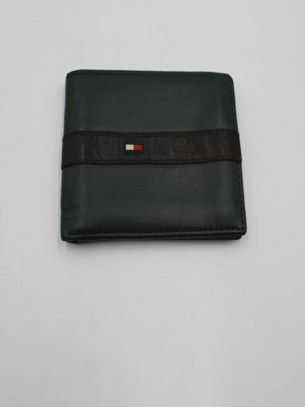 Tommy Hilfiger Genuine Leather Bifold Wallet Gray Black Logo Multi Card Slots